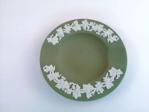 Vintage Wedgwood Jasper Green Round Dish  #