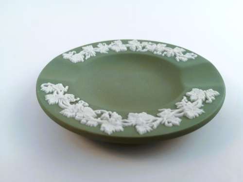 Vintage Wedgwood Jasper Green Round Dish  #