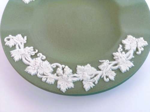 Vintage Wedgwood Jasper Green Round Dish  #
