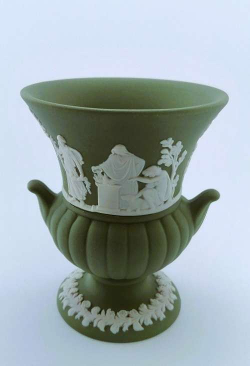 Wedgwood Jasper Green Vase  #