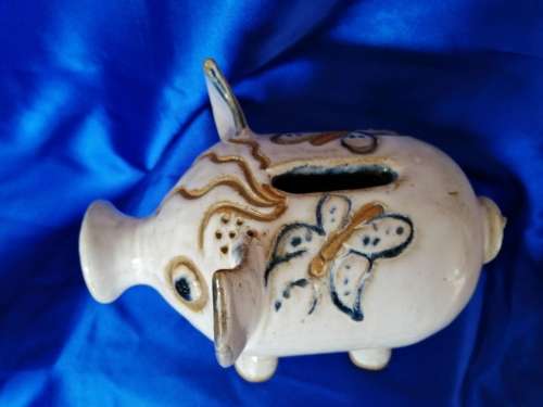 Vintage Pottery piggy bank pig