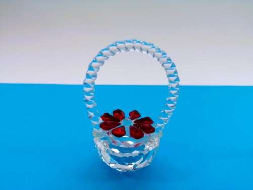 Byzantium Crystal Collection Stunning Cut Glass Crystal red Flower Basket