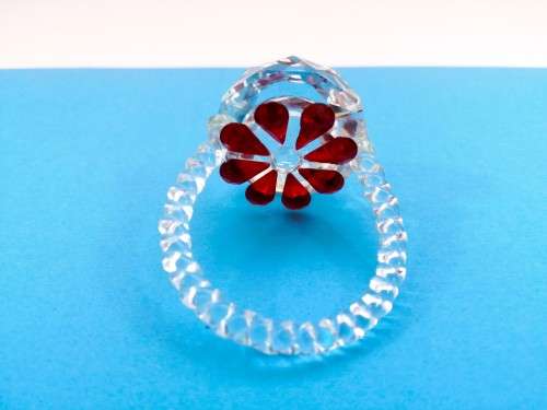 Byzantium Crystal Collection Stunning Cut Glass Crystal red Flower Basket