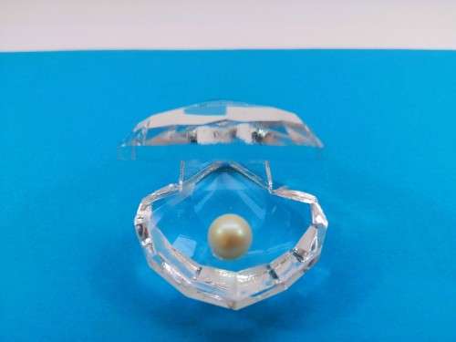 Byzantium Cut Glass Crystal Large Oyster shell with pearl