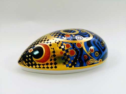 Royal Crown Derby Computer Mouse Paperweight - Gold Stopper