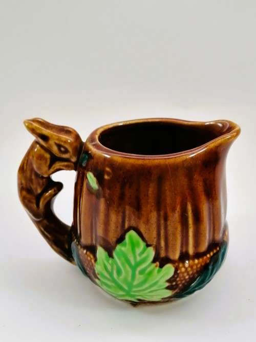 Vintage Glazed Porcelain Squirrel Nut T - Pot Sugar Creamer and Tea Pot