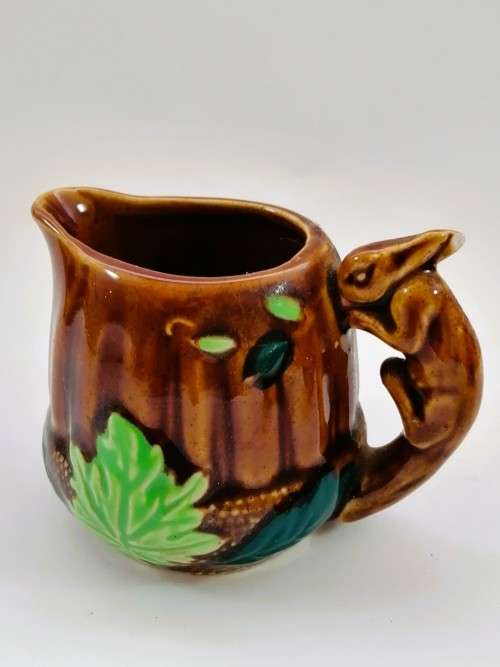 Vintage Glazed Porcelain Squirrel Nut T - Pot Sugar Creamer and Tea Pot
