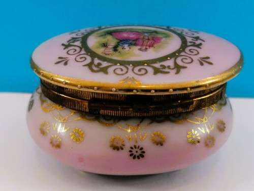 Pink with Gold trim porcelain Trinket box