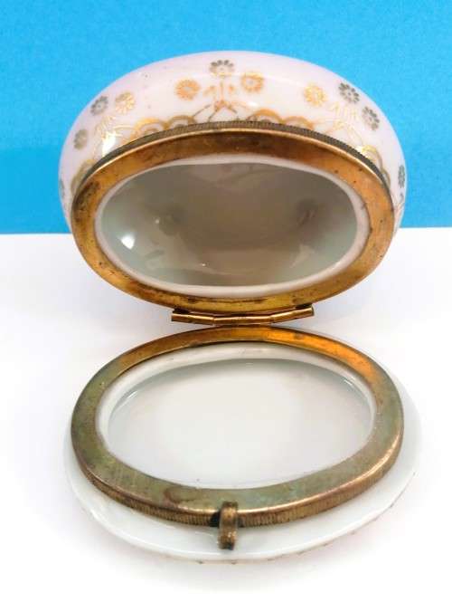 Pink with Gold trim porcelain Trinket box