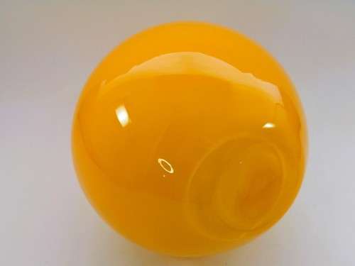 VIVID YELLOW KROSNO POLAND BULBOUS VASE WITH NARROW NECK MODERN, FUTURISTIC,