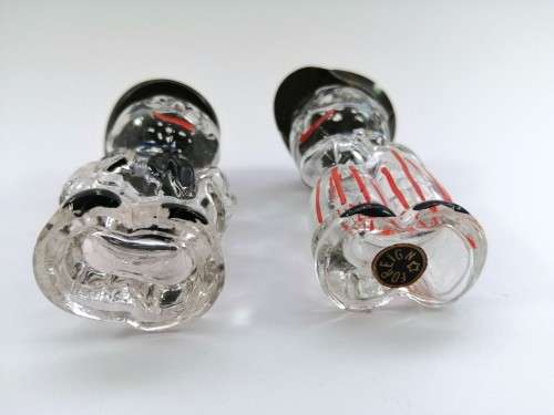 Vintage  Glass  Man and Woman with Hat Salt & Pepper Set