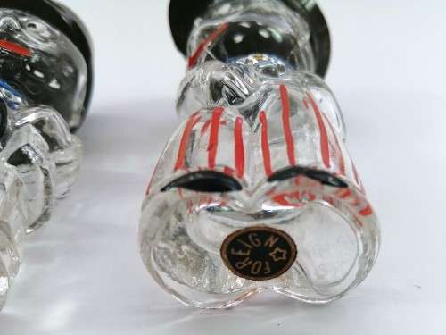 Vintage  Glass  Man and Woman with Hat Salt & Pepper Set