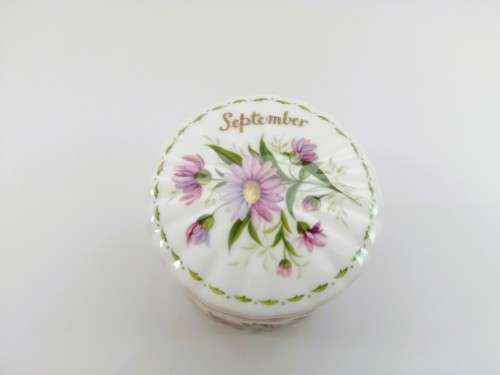 Vintage Royal Albert China Trinket Box Flower Of The Month Series September