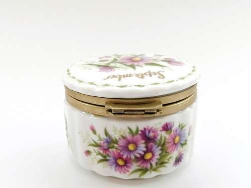 Vintage Royal Albert China Trinket Box Flower Of The Month Series September