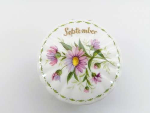 Vintage Royal Albert China Trinket Box Flower Of The Month Series September