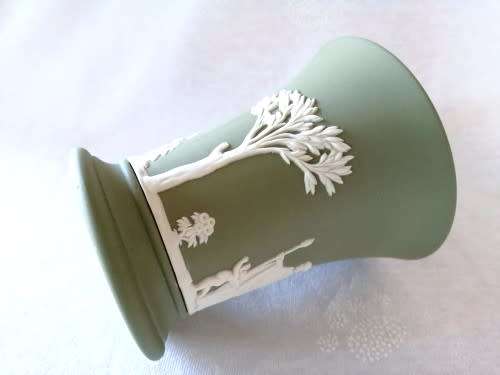 Vintage Wedgwood Jasper Sage Green Vase  #