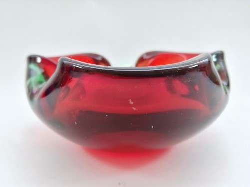 Murano Hand Blown Glass Red Dish Bowl