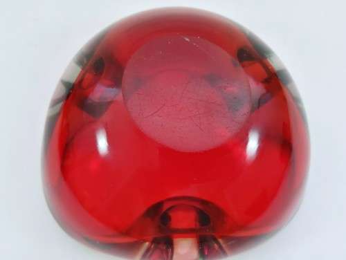Murano Hand Blown Glass Red Dish Bowl