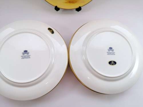 Aynsley Orchard Gold Still Life Fruit Pattern 12 Large Dinner Plates