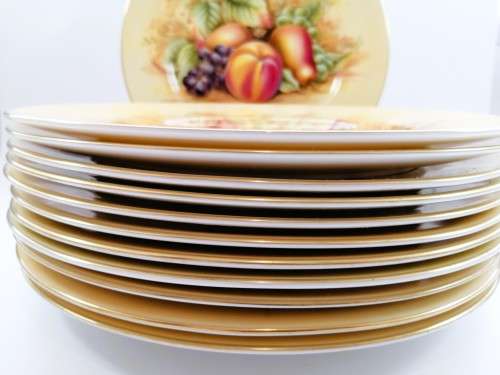 Aynsley Orchard Gold Still Life Fruit Pattern 12 Side Plates