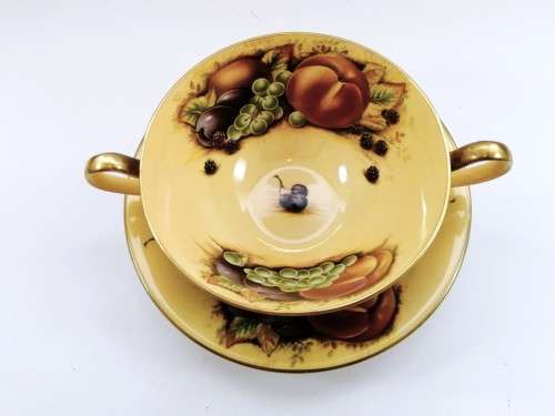 Aynsley Orchard Gold Still Life Fruit Pattern 12 Bowls and Plates