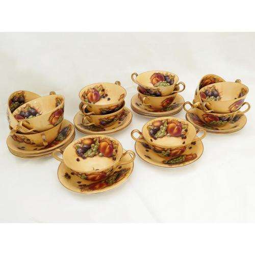 Aynsley Orchard Gold Still Life Fruit Pattern 12 Bowls and Plates