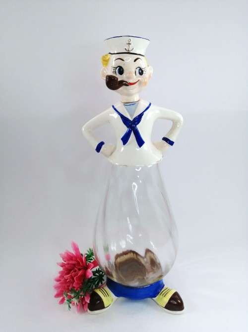 COOL 1950S WW2 SAILOR NAPCO JAPAN CERAMIC DECANTER