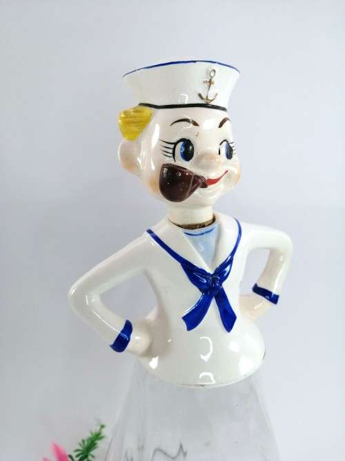 COOL 1950S WW2 SAILOR NAPCO JAPAN CERAMIC DECANTER