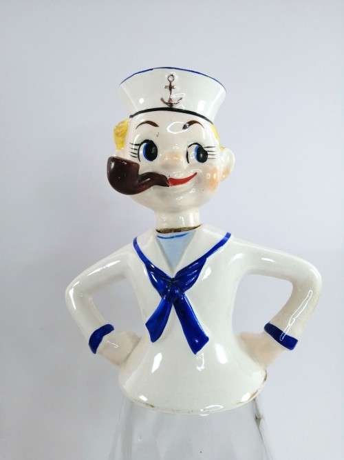 COOL 1950S WW2 SAILOR NAPCO JAPAN CERAMIC DECANTER
