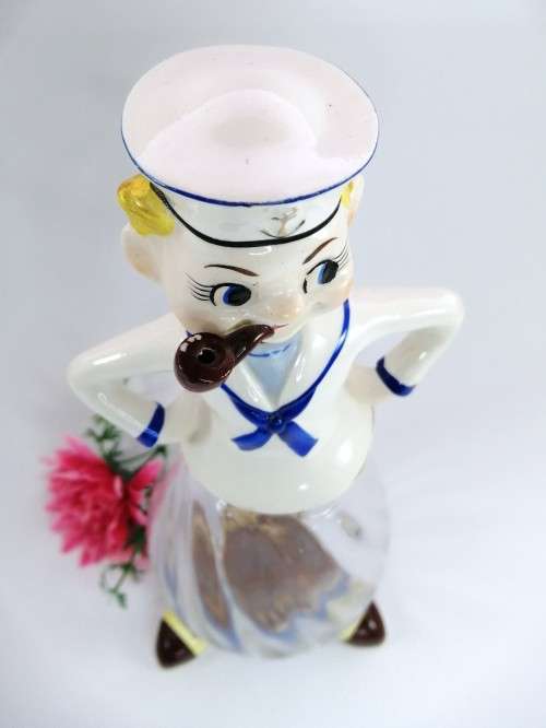 COOL 1950S WW2 SAILOR NAPCO JAPAN CERAMIC DECANTER