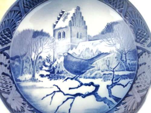 Royal Copenhagen Christmas Plate 1966 - `BLACKBIRD AT CHRISTMAS TIME`