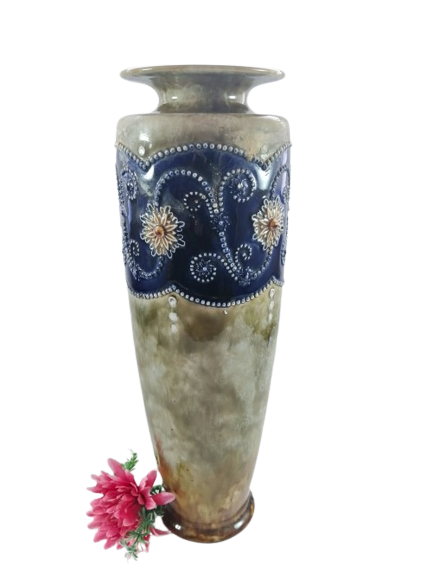 Antique Doulton Large Lambeth Stonewear tall vase