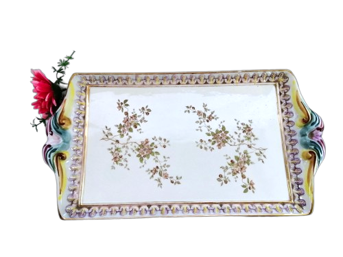 Fabulous Capodimonte Handmade Hand painted large tray Italy