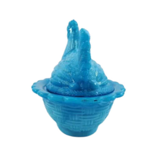 Vintage Blue Milk Glass Chicken on Nest covered dish