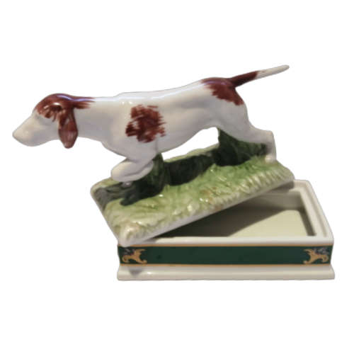 Elizabeth Arden Porcelain Southern Heirloom Lidded Container Setter, Retriever Hunting Dog