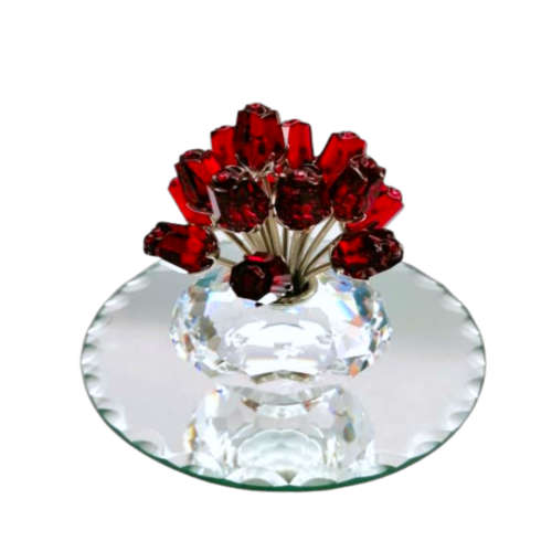 Swarovski Crystal Vase Of 12 Red Roses 15th SCS Anniversary Gabriele Stamey
