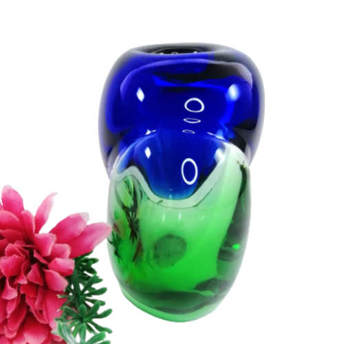 Stunning Blue and Green Blown Glass Vase