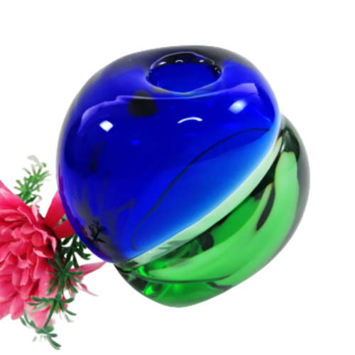 Stunning Blue and Green Blown Glass Vase