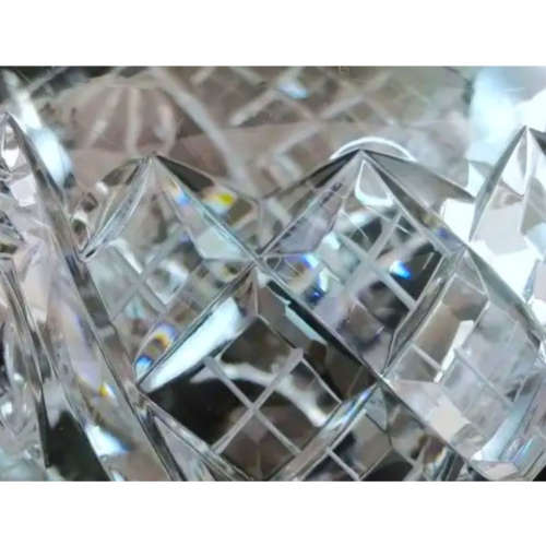 Heavy Quality Rose Cut Glass Crystal Orb Globe Spherical Round Bowl Vase