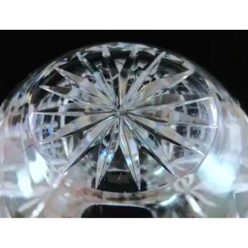 Heavy Quality Rose Cut Glass Crystal Orb Globe Spherical Round Bowl Vase