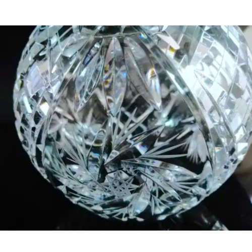 Heavy Quality Rose Cut Glass Crystal Orb Globe Spherical Round Bowl Vase