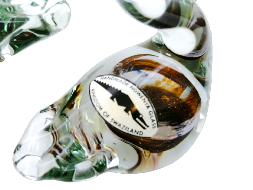 Art Ngwenya Glass Mother and Baby Swan Swaziland Eswatini