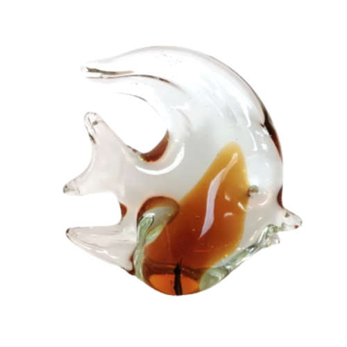 Vintage Glass Figurine Amber Angel Fish
