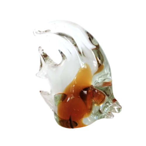 Vintage Glass Figurine Amber Angel Fish