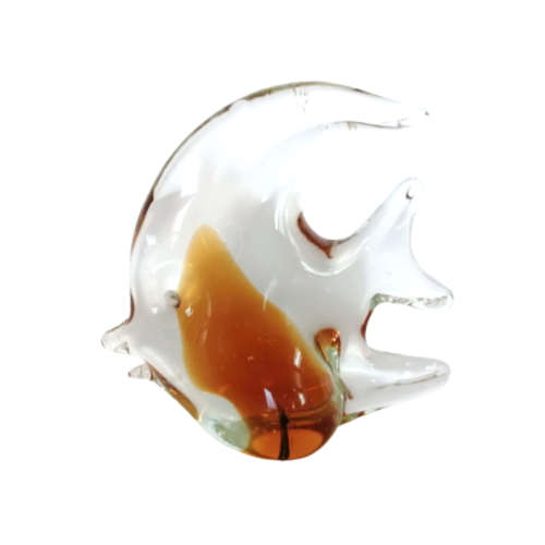 Vintage Glass Figurine Amber Angel Fish