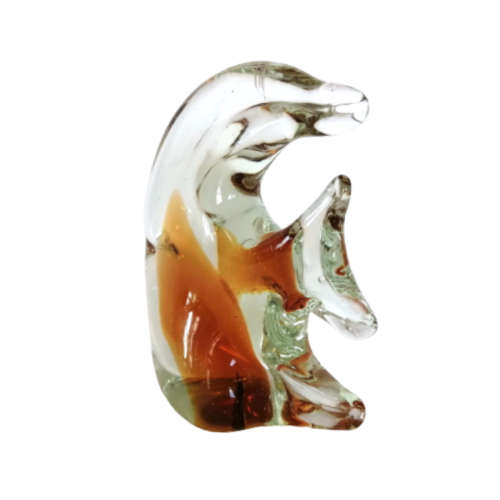 Vintage Glass Figurine Amber Angel Fish