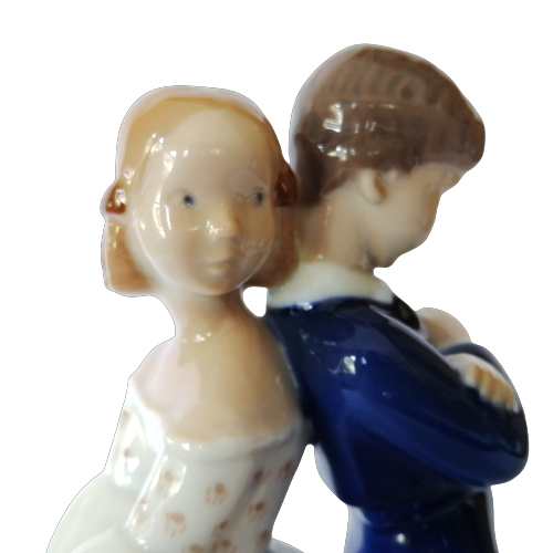 Bing & Grondahl #2372 Denmark Porcelain Figurine Boy Girl Pardon Me Couple