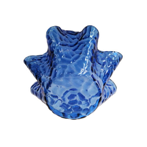 Handkerchief Glass Bowl Dish Unusual Design in Vibrant Blue