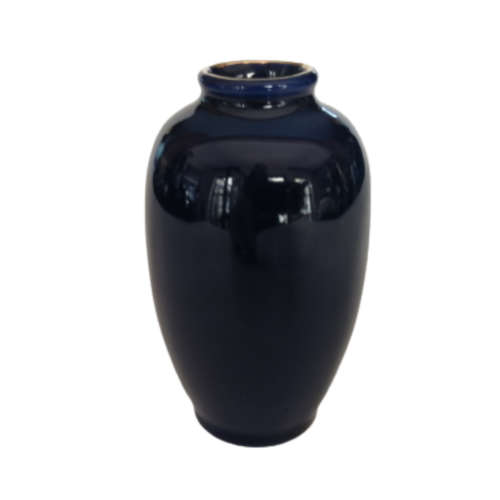 Kutani Cobalt Blue Vase Peacocks and Gold and Pink Lotus Flowers.