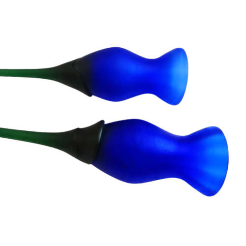 Pair of Blue and Green Glass Long Stem Tulip Candle Holders